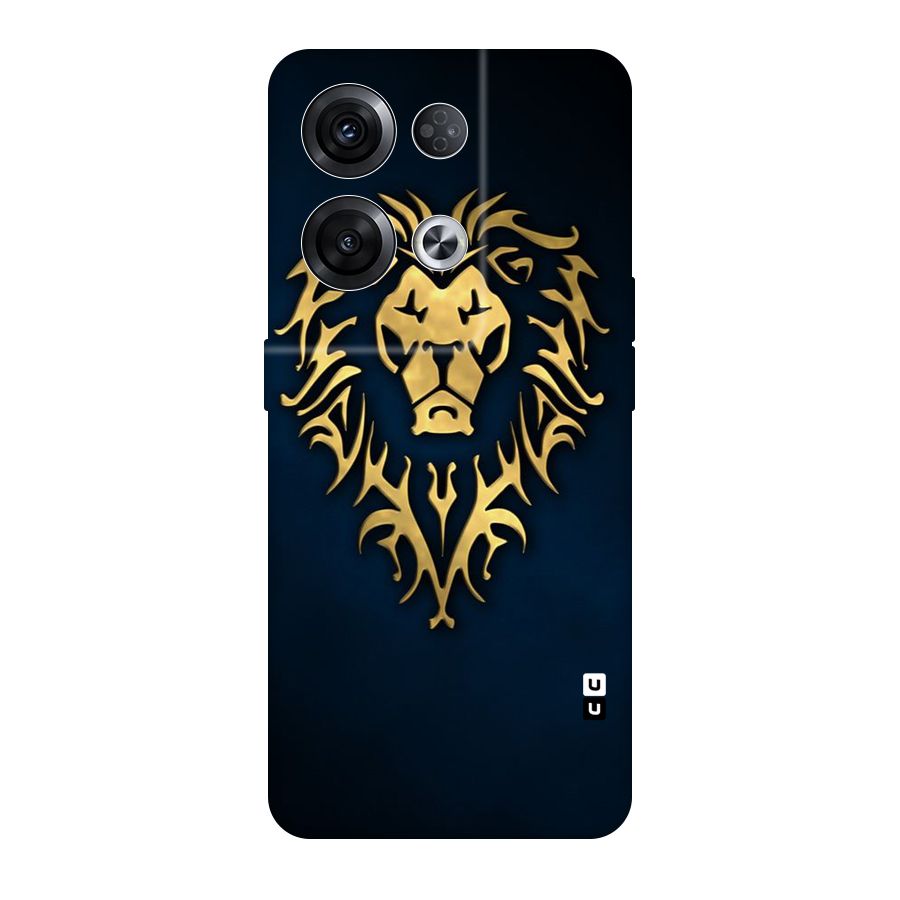 Beautiful Golden Lion Design Original Polycarbonate Back Case for Oppo Reno8 Pro 5G