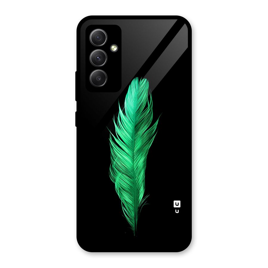Beautiful Green Feather Glass Back Case for Galaxy A34