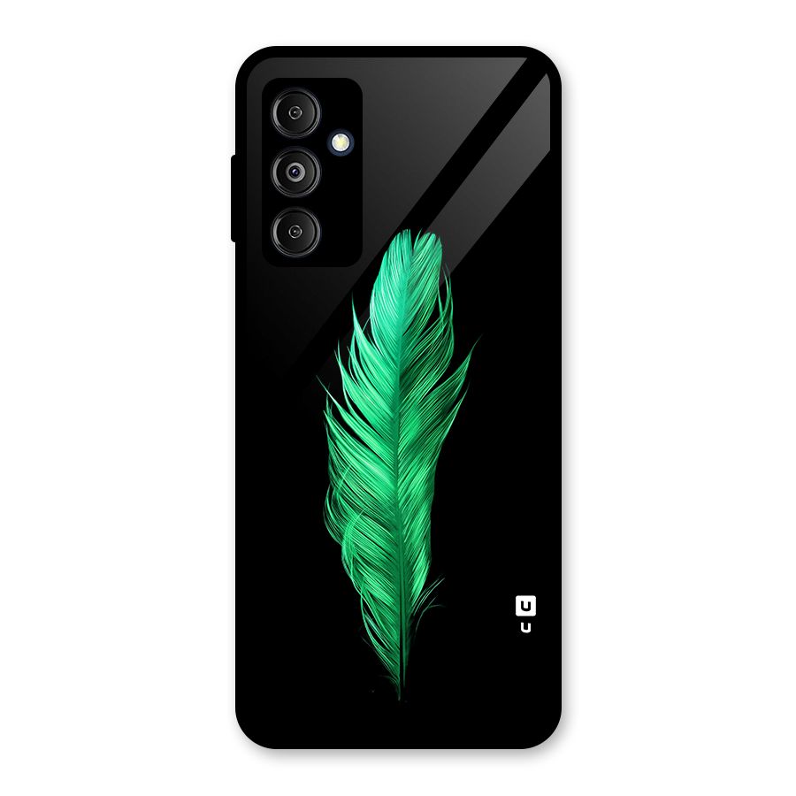 Beautiful Green Feather Glass Back Case for Galaxy M14 5G