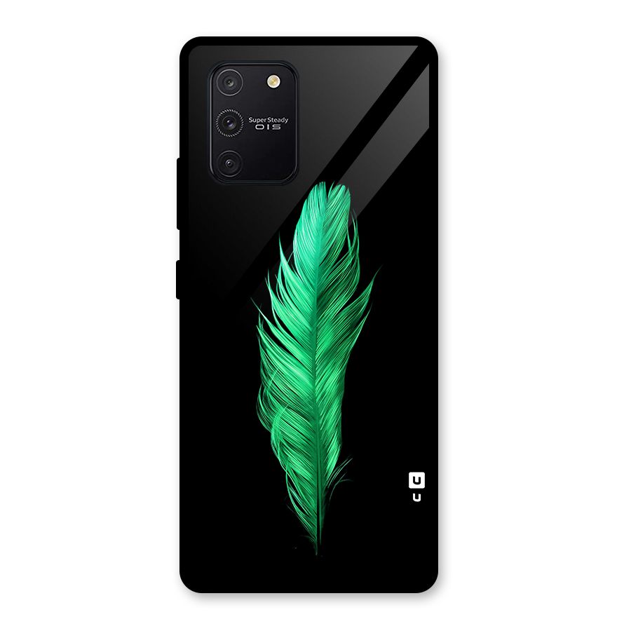Beautiful Green Feather Glass Back Case for Galaxy S10 Lite