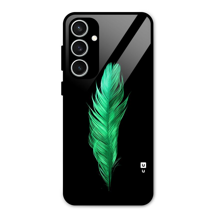 Beautiful Green Feather Glass Back Case for Galaxy S23 FE