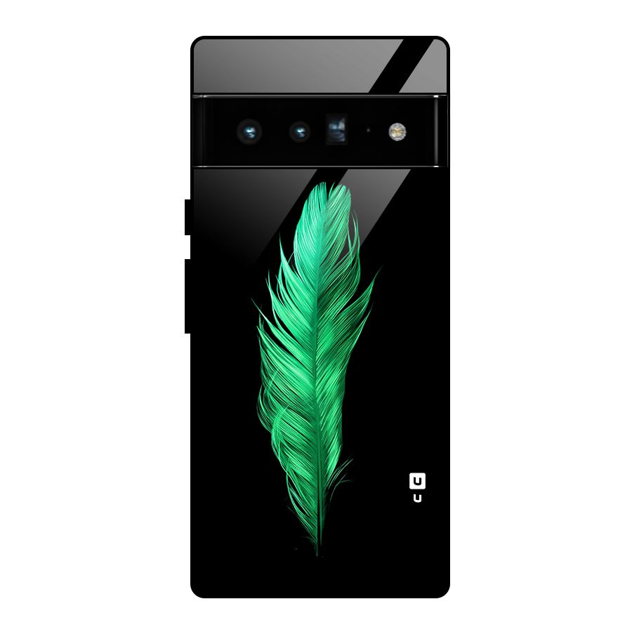 Beautiful Green Feather Glass Back Case for Google Pixel 6 Pro