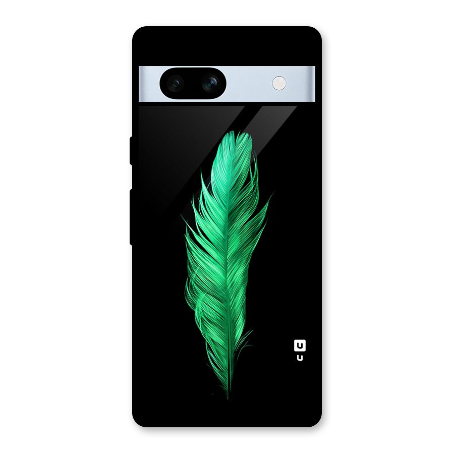 Beautiful Green Feather Glass Back Case for Google Pixel 7a