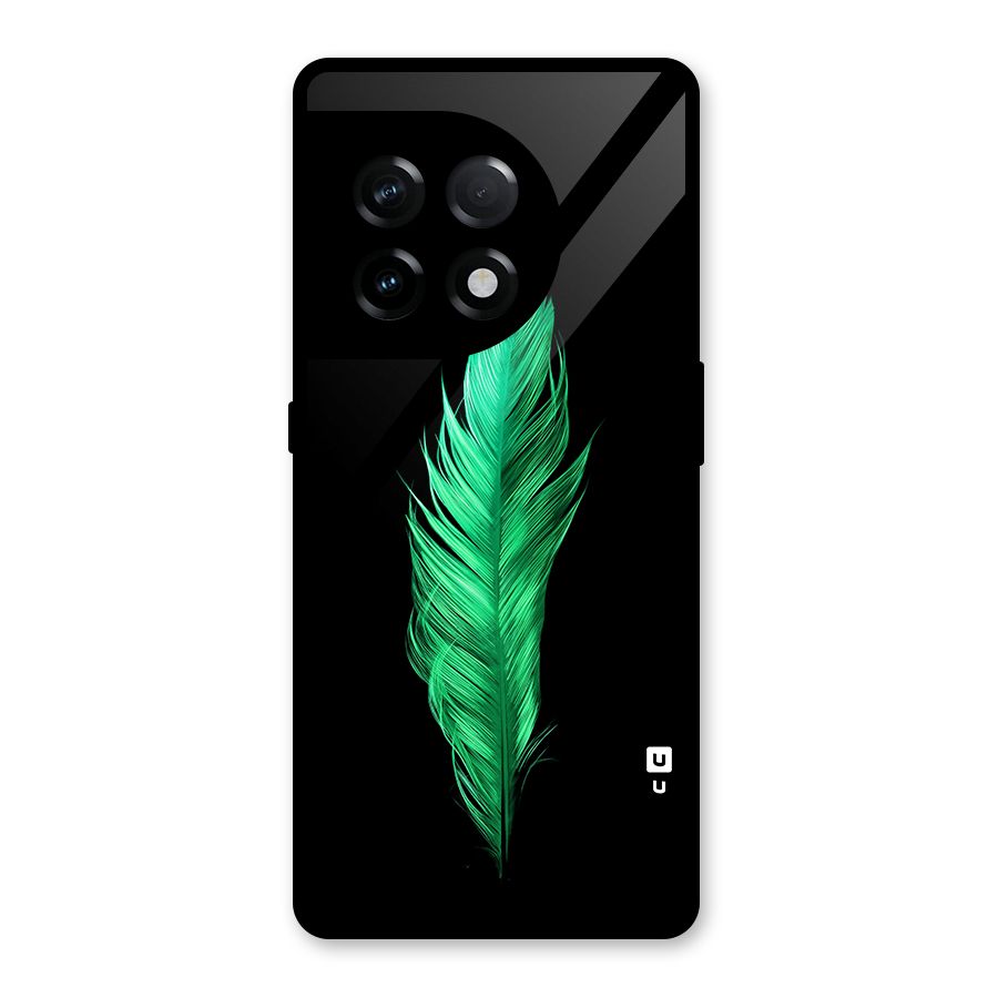 Beautiful Green Feather Glass Back Case for OnePlus 11R