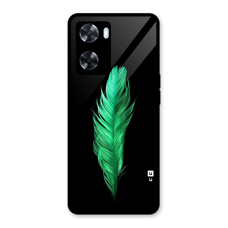 Beautiful Green Feather Glass Back Case for Oppo A77s