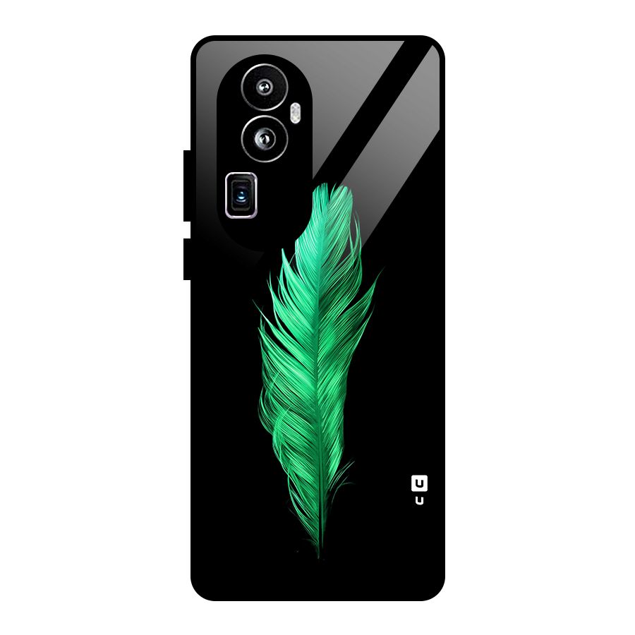 Beautiful Green Feather Glass Back Case for Oppo Reno10 Pro Plus