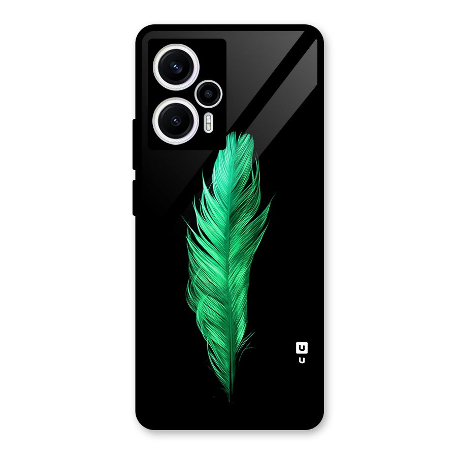 Beautiful Green Feather Glass Back Case for Poco F5