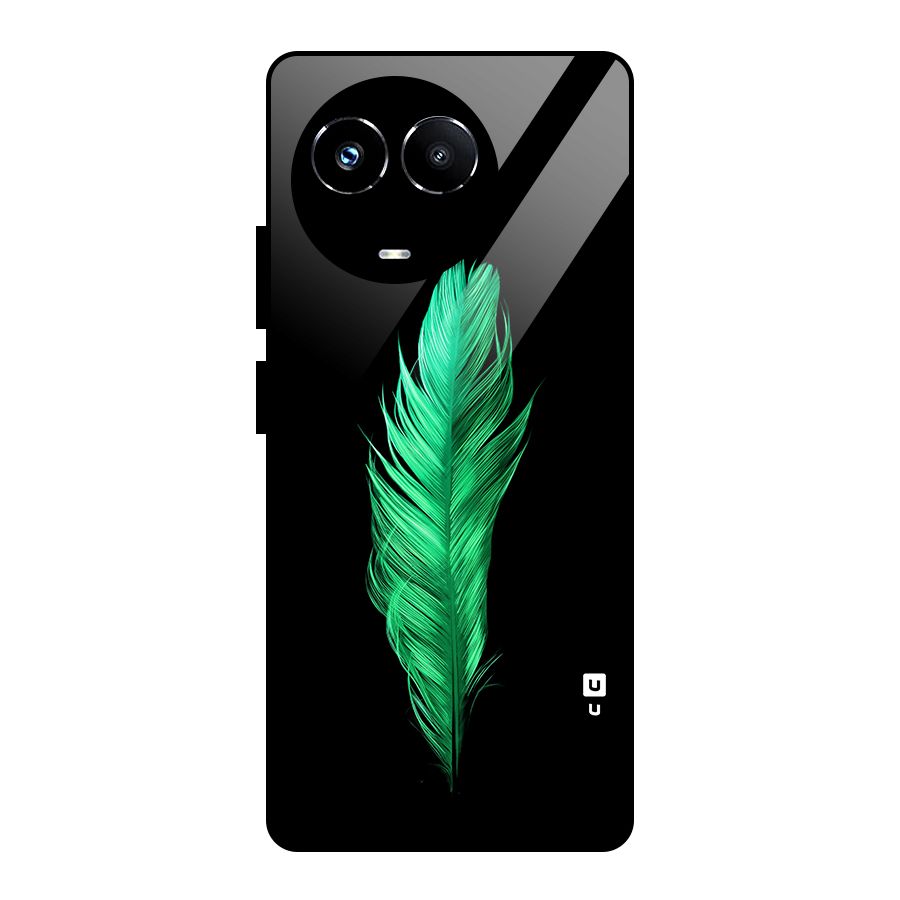 Beautiful Green Feather Glass Back Case for Realme Narzo 60X