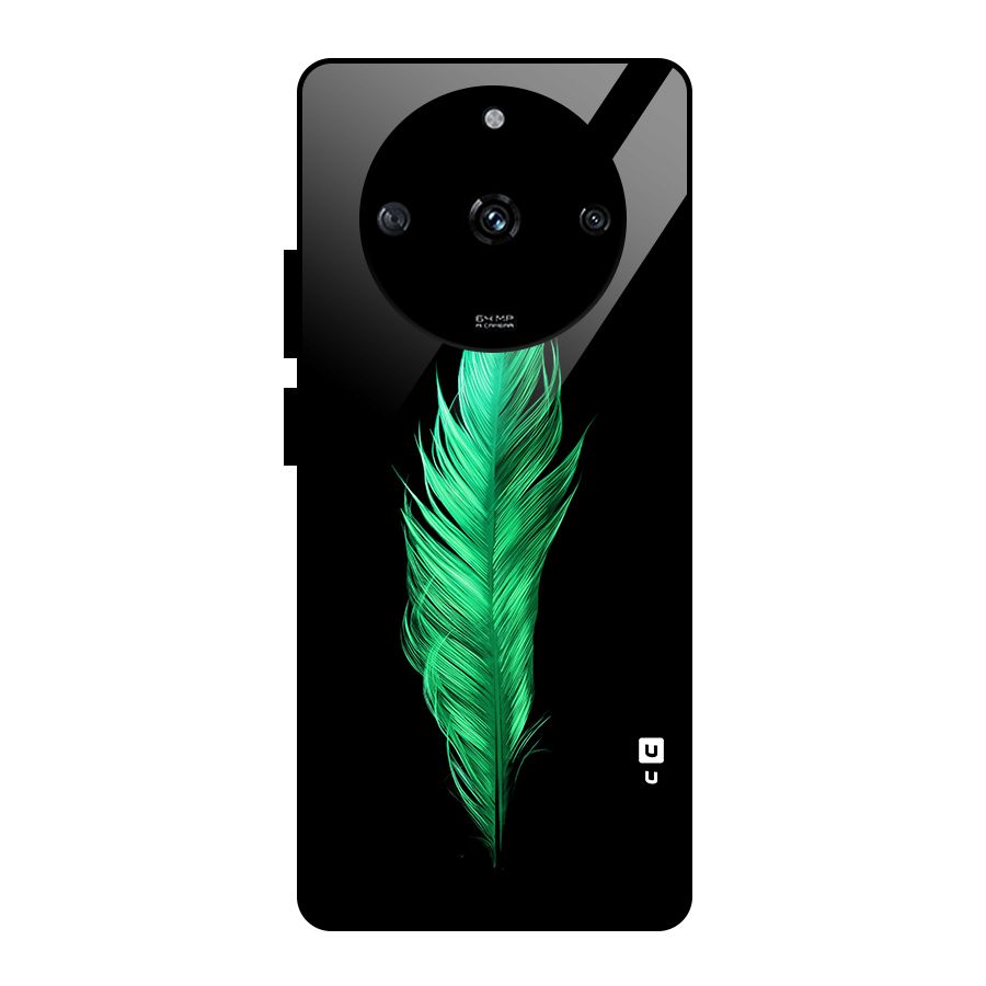 Beautiful Green Feather Glass Back Case for Realme Narzo 60 5G