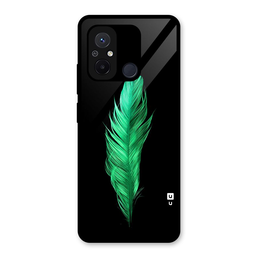Beautiful Green Feather Glass Back Case for Redmi 12C