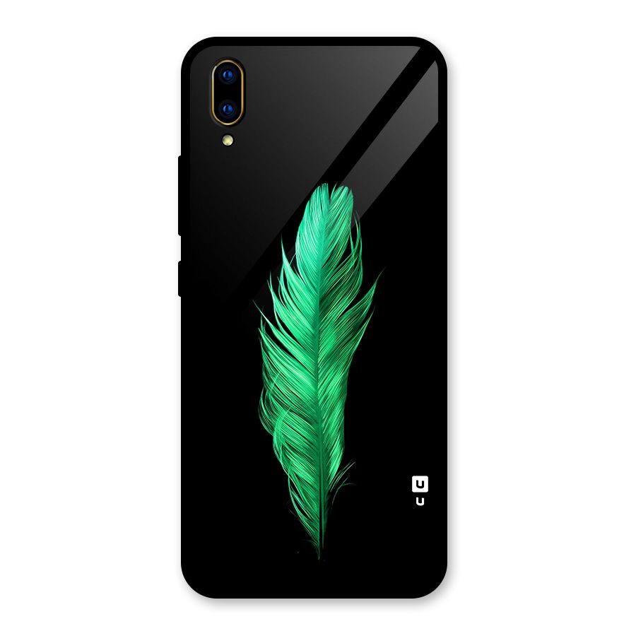 Beautiful Green Feather Glass Back Case for Vivo V11 Pro