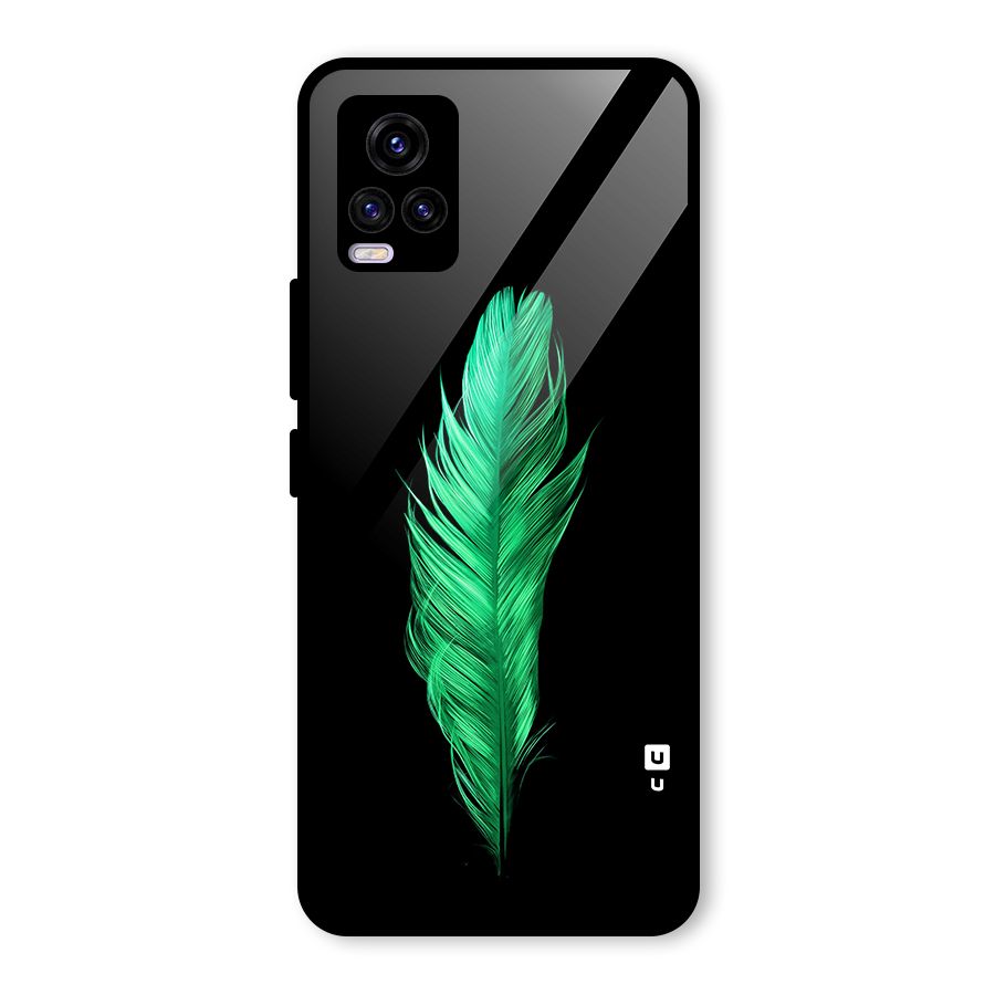 Beautiful Green Feather Glass Back Case for Vivo V20 2021