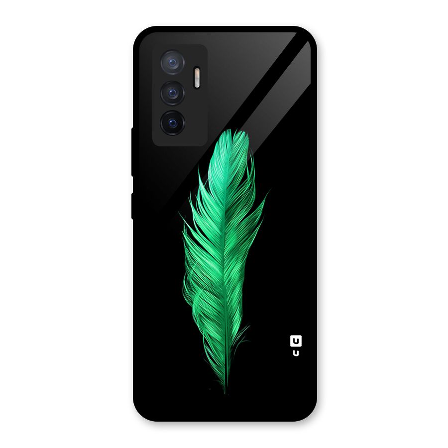 Beautiful Green Feather Glass Back Case for Vivo V23e