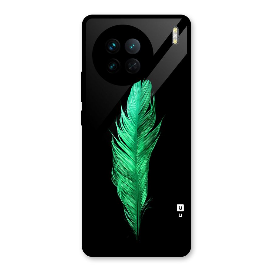 Beautiful Green Feather Glass Back Case for Vivo X90