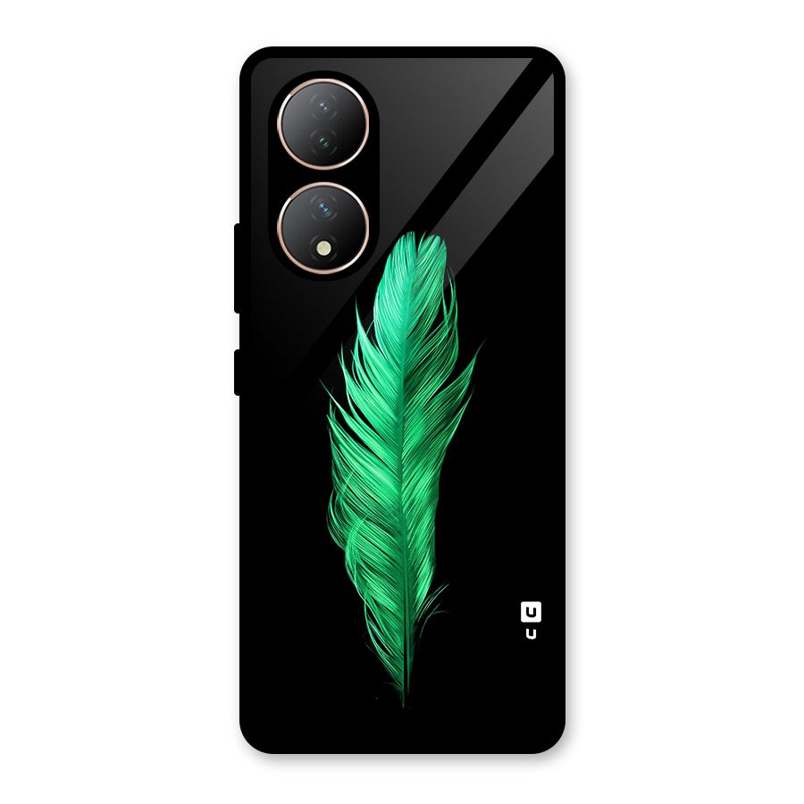 Beautiful Green Feather Glass Back Case for Vivo Y100A