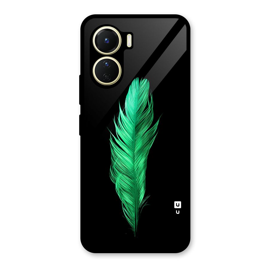 Beautiful Green Feather Glass Back Case for Vivo Y16