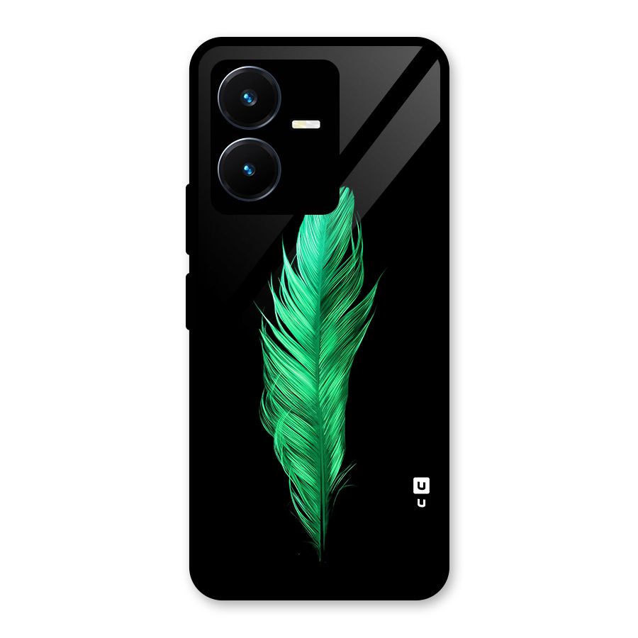 Beautiful Green Feather Glass Back Case for Vivo Y22s