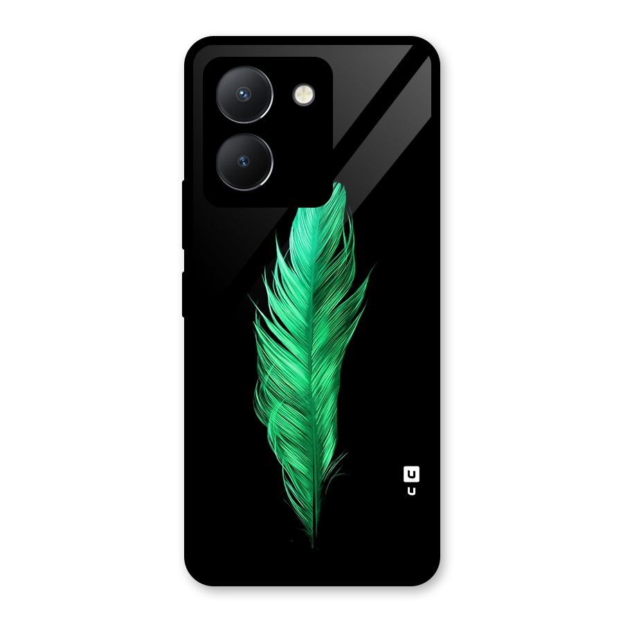 Beautiful Green Feather Glass Back Case for Vivo Y36