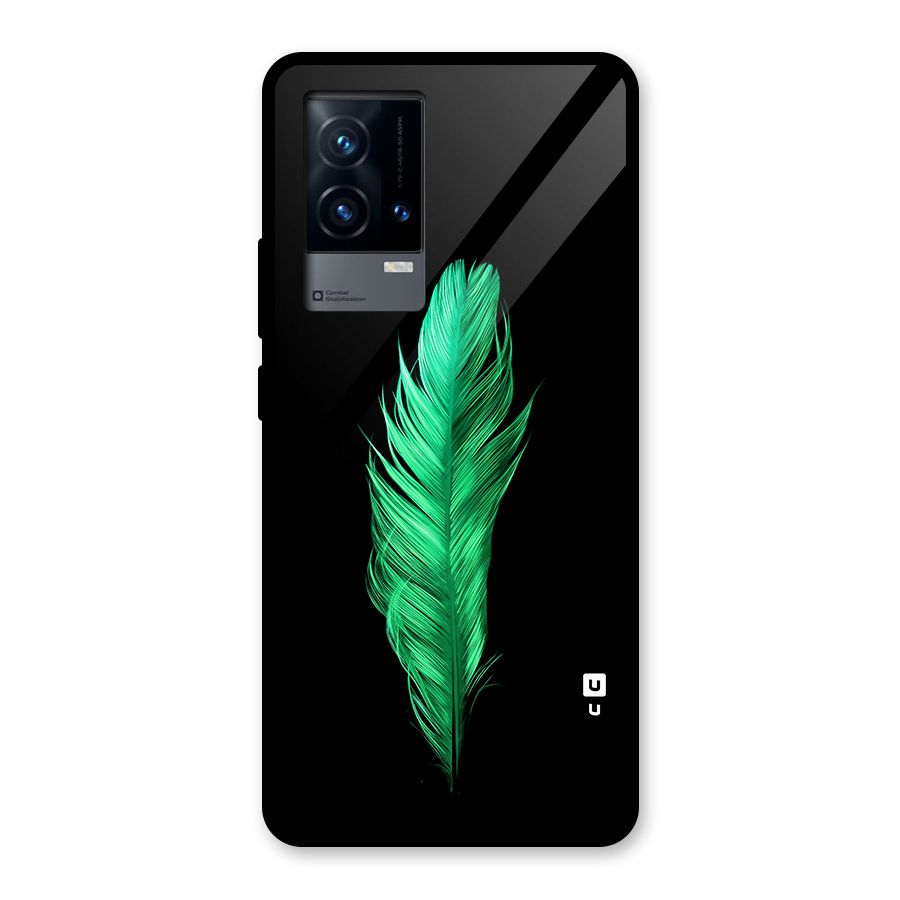 Beautiful Green Feather Glass Back Case for iQOO 9 5G