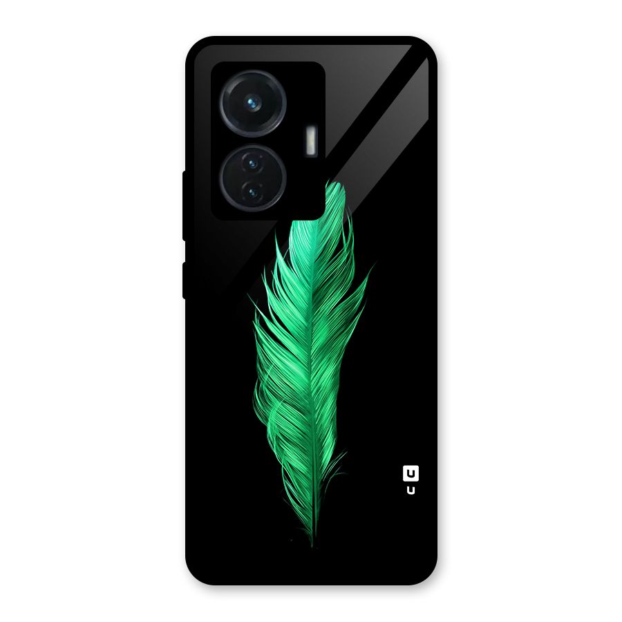 Beautiful Green Feather Glass Back Case for iQOO Z6 44W