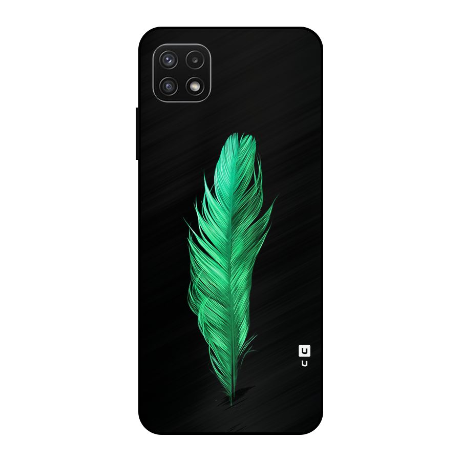 Beautiful Green Feather Metal Back Case for Galaxy A22 5G
