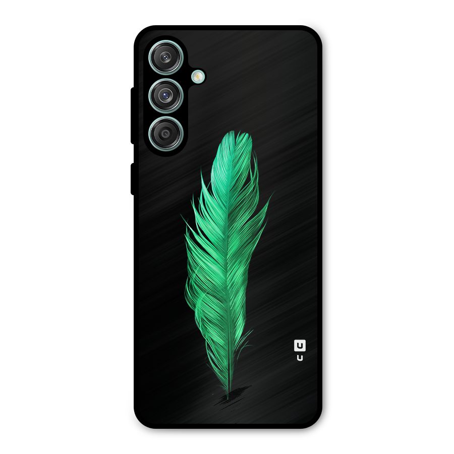 Beautiful Green Feather Metal Back Case for Galaxy M55 5G