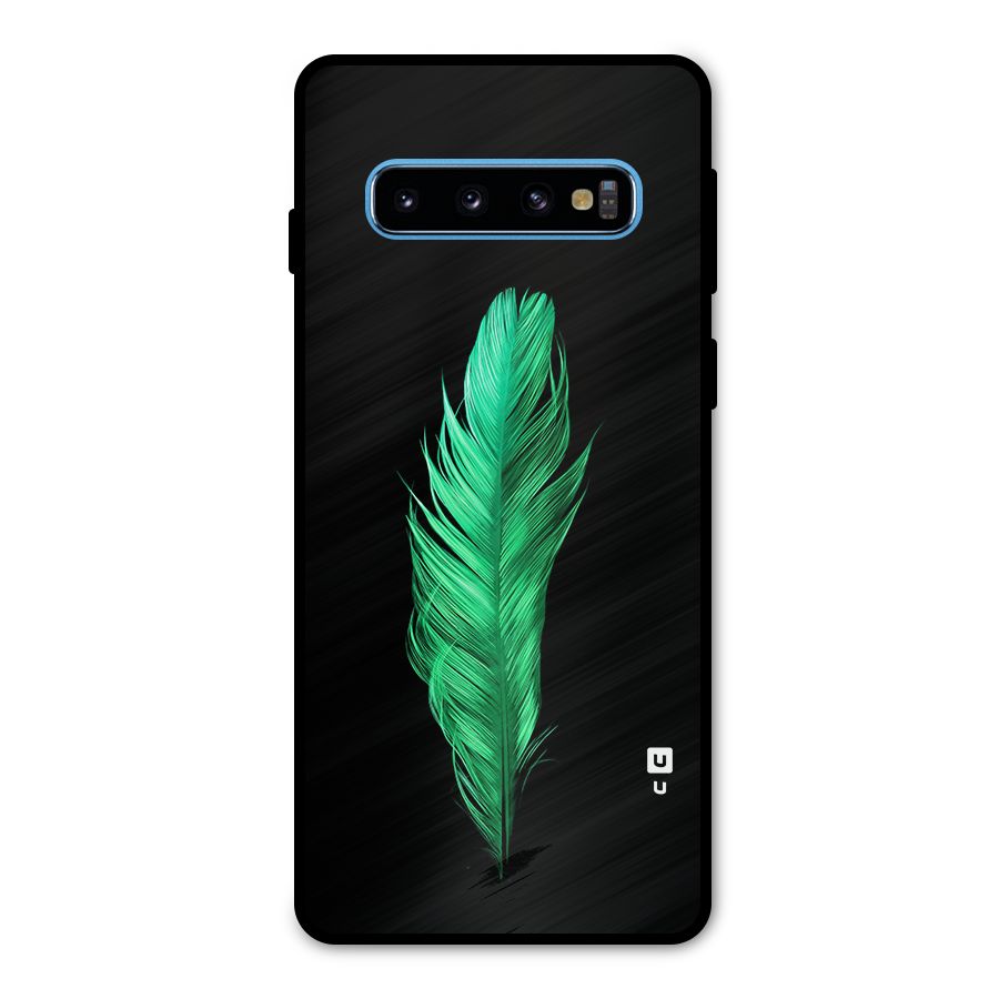 Beautiful Green Feather Metal Back Case for Galaxy S10