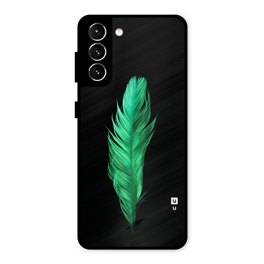 Beautiful Green Feather Metal Back Case for Galaxy S21 5G