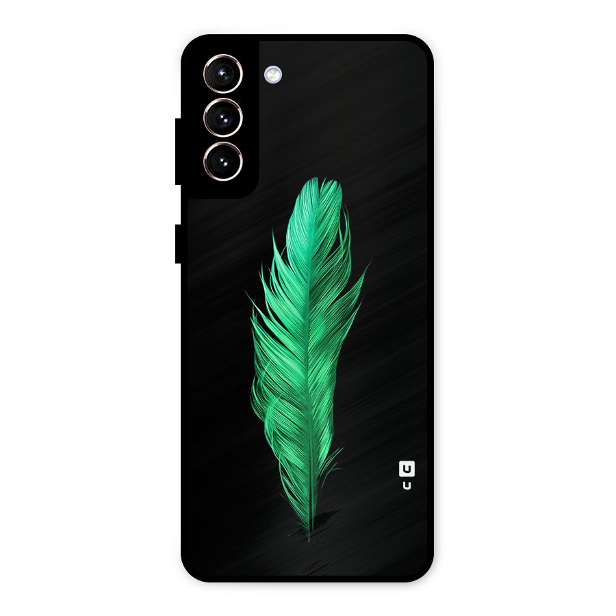 Beautiful Green Feather Metal Back Case for Galaxy S21 Plus