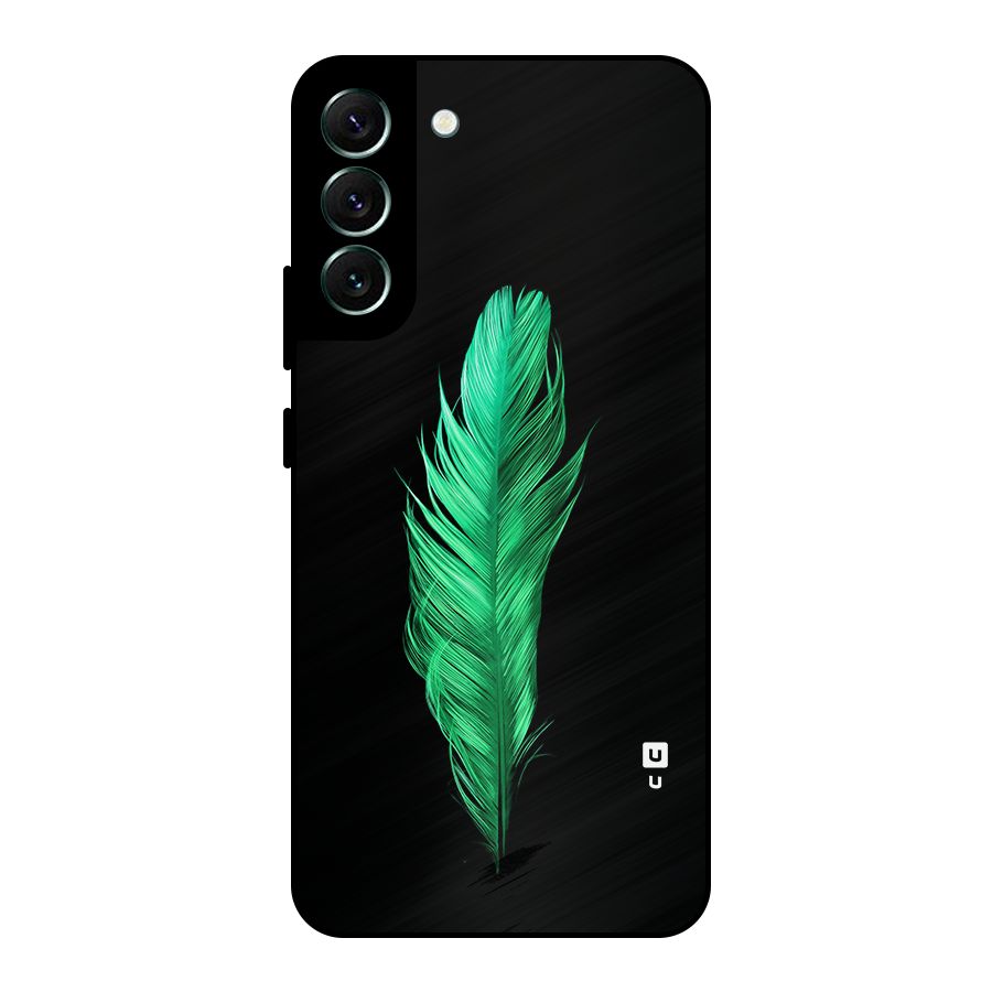 Beautiful Green Feather Metal Back Case for Galaxy S22 Plus 5G