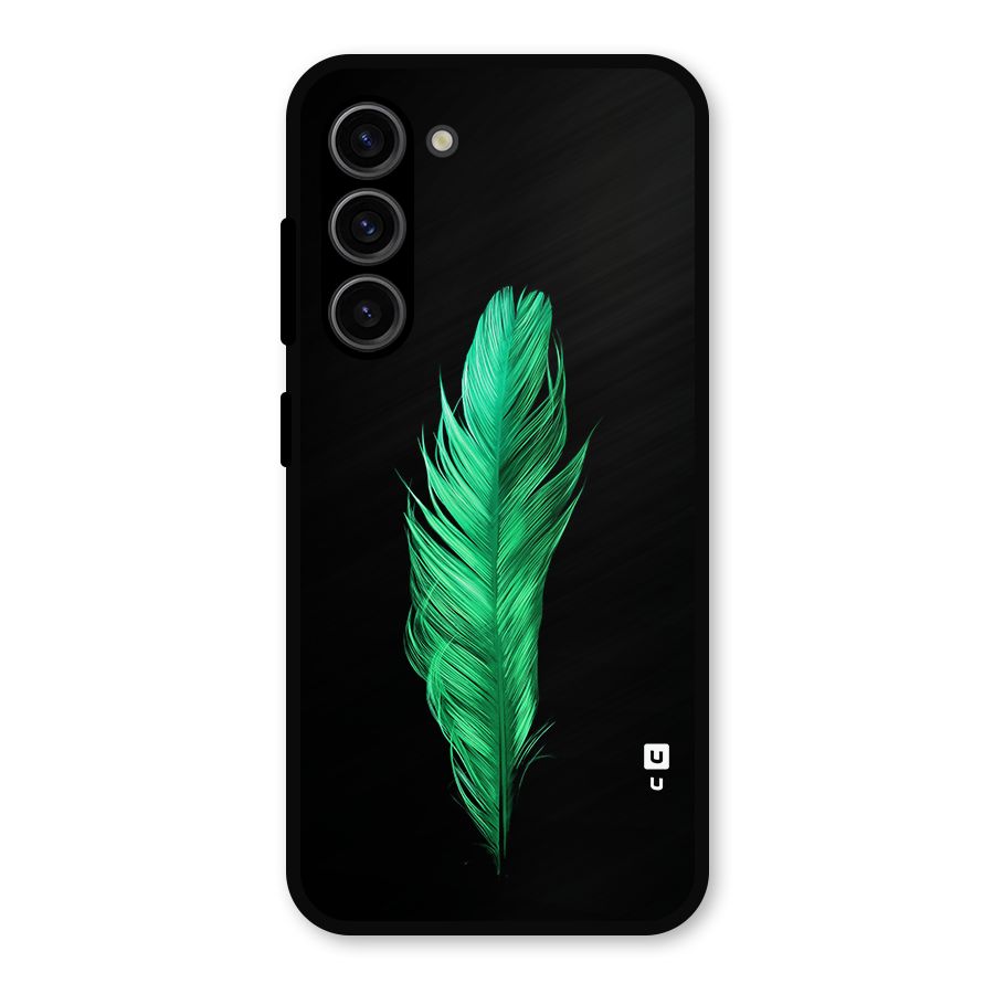 Beautiful Green Feather Metal Back Case for Galaxy S23
