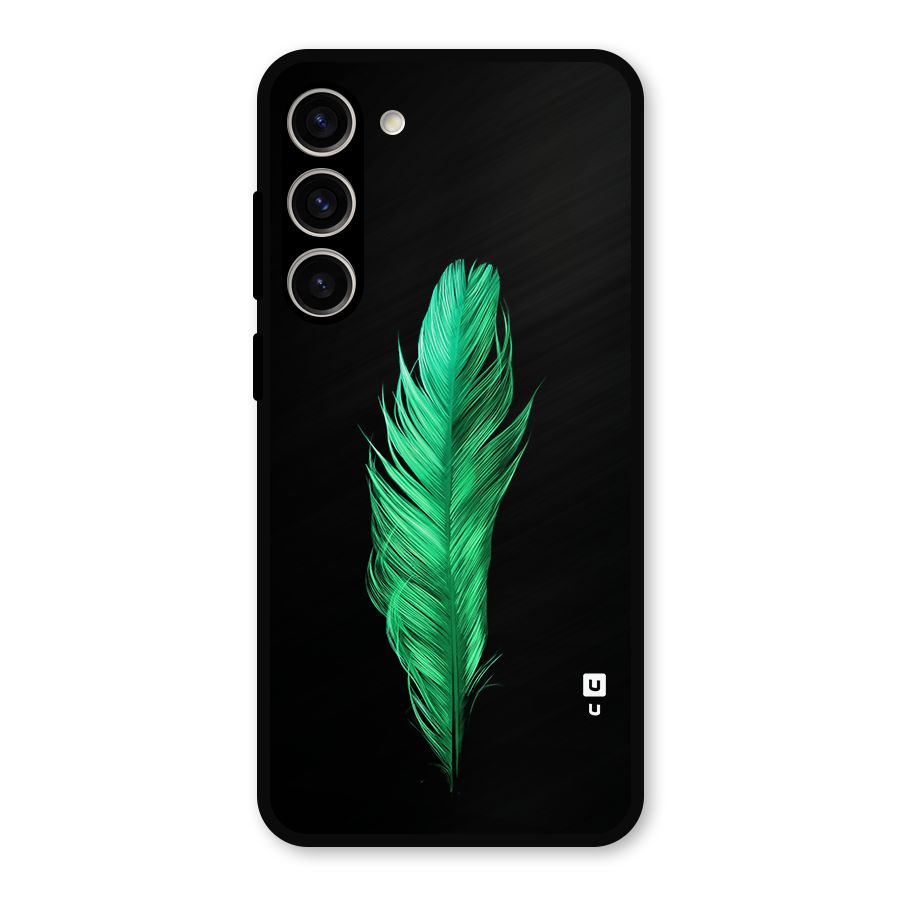 Beautiful Green Feather Metal Back Case for Galaxy S23 Plus