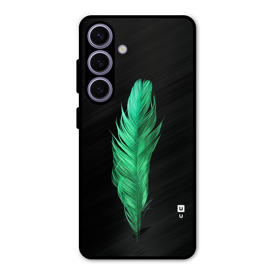Beautiful Green Feather Metal Back Case for Galaxy S24