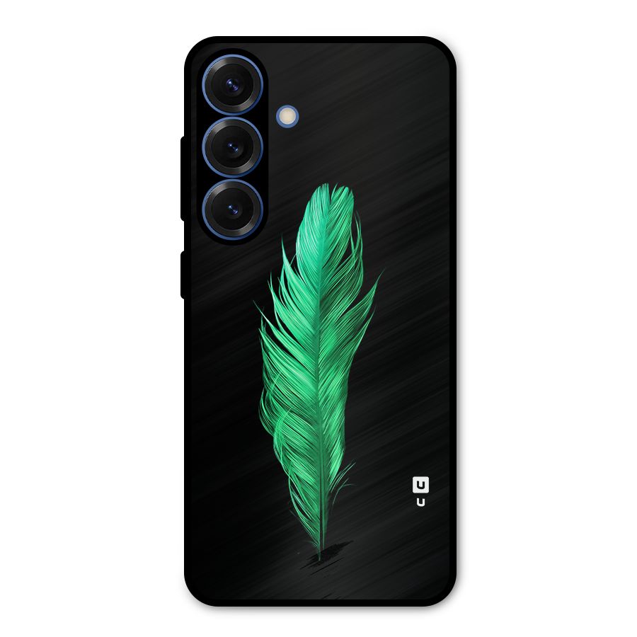 Beautiful Green Feather Metal Back Case for Galaxy S25