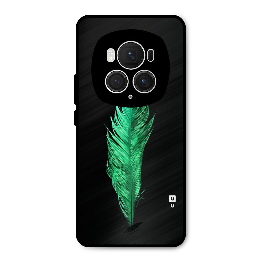Beautiful Green Feather Metal Back Case for Honor Magic6 Pro