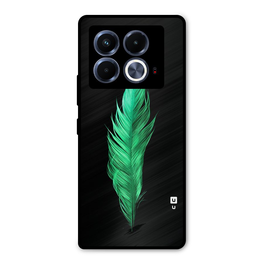 Beautiful Green Feather Metal Back Case for Infinix Note 40 5G