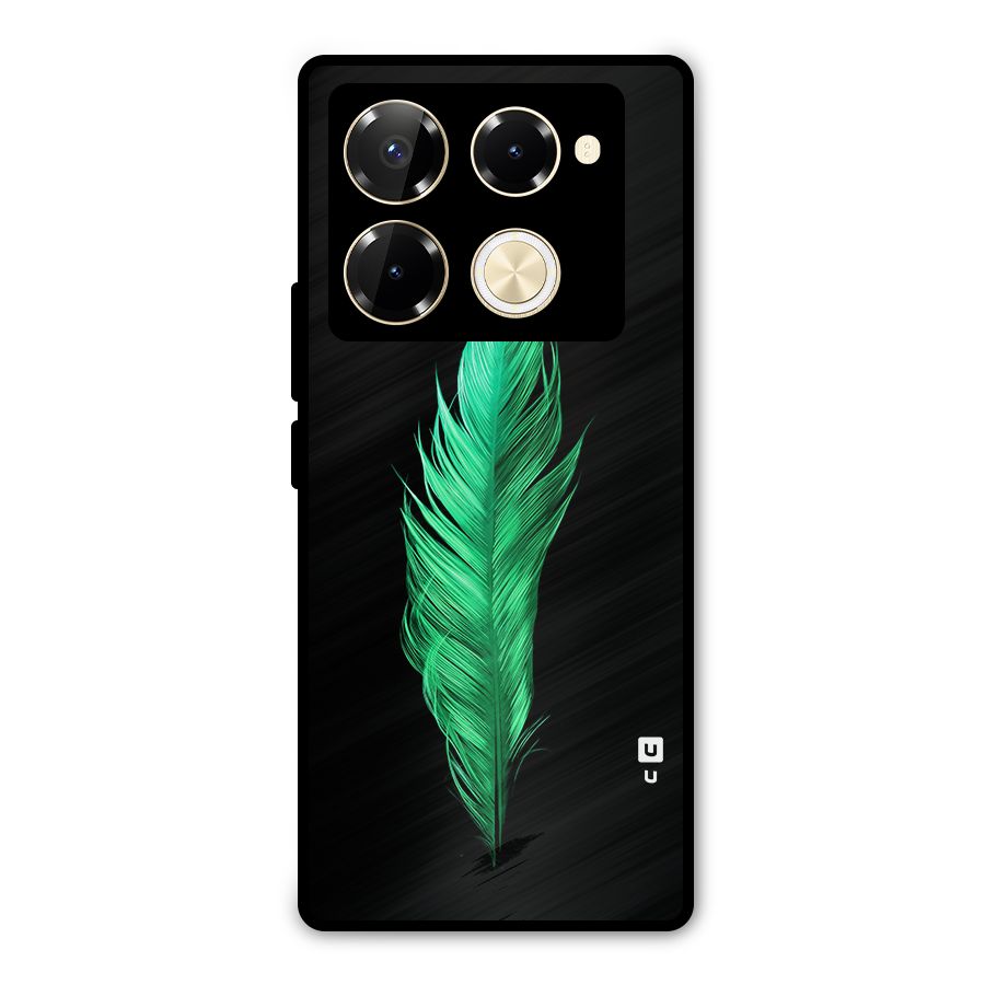 Beautiful Green Feather Metal Back Case for Infinix Note 40 Pro