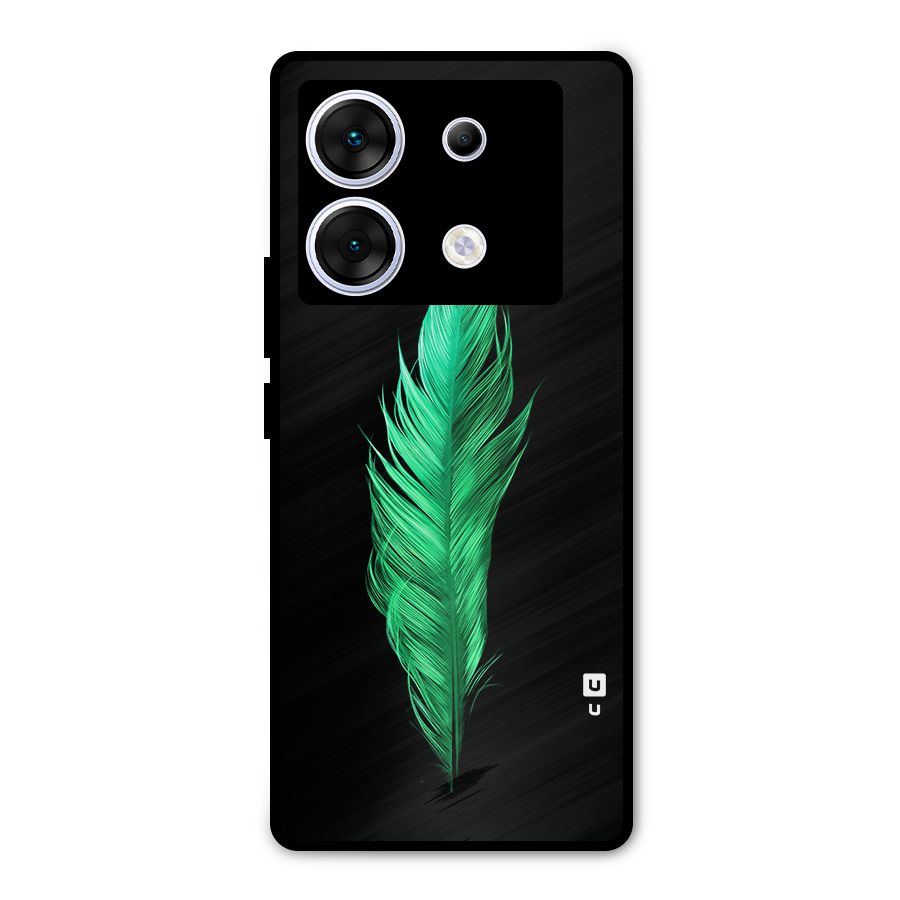 Beautiful Green Feather Metal Back Case for Infinix Zero 30 5G