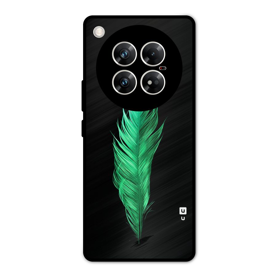 Beautiful Green Feather Metal Back Case for Infinix Zero 40 5G