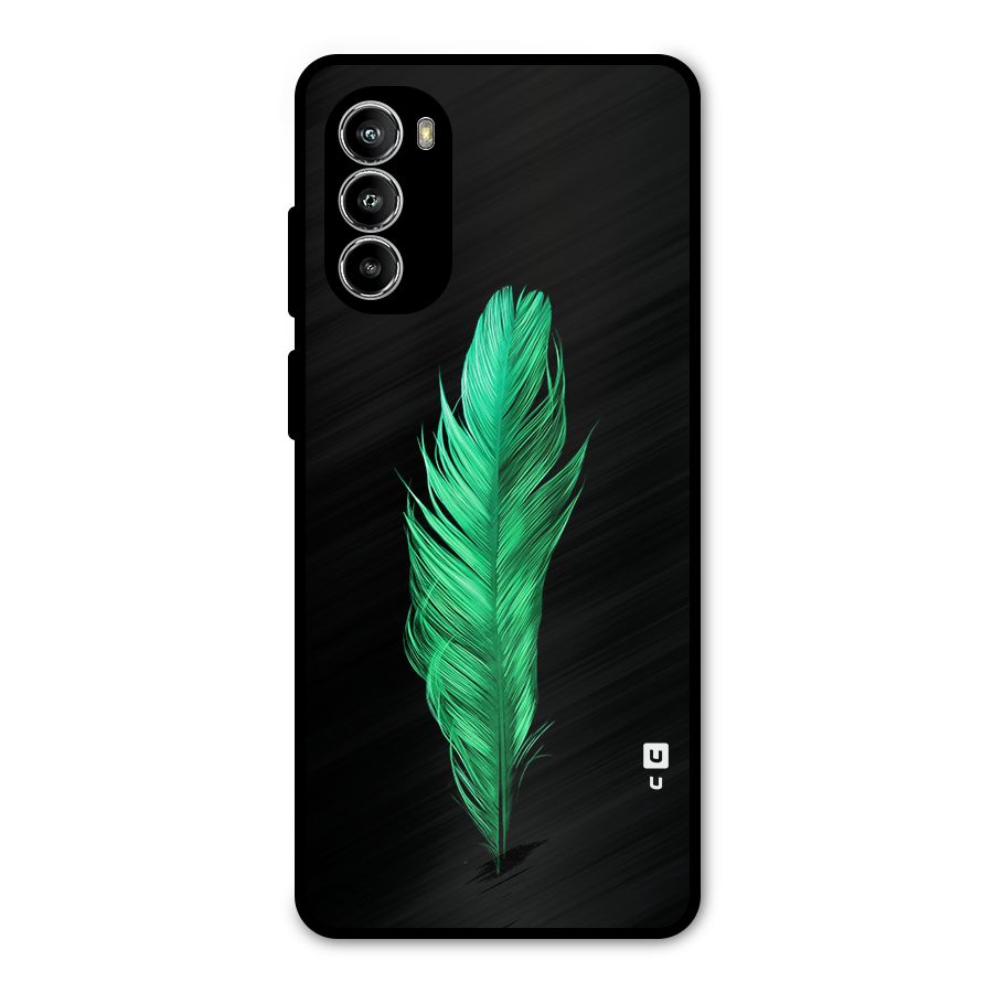Beautiful Green Feather Metal Back Case for Moto G82