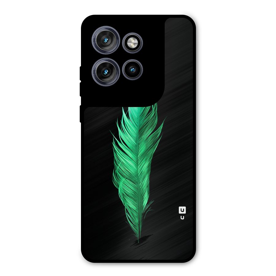 Beautiful Green Feather Metal Back Case for Motorola Edge 50 Neo