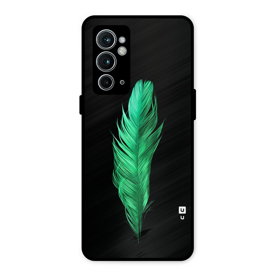 Beautiful Green Feather Metal Back Case for OnePlus 9RT 5G