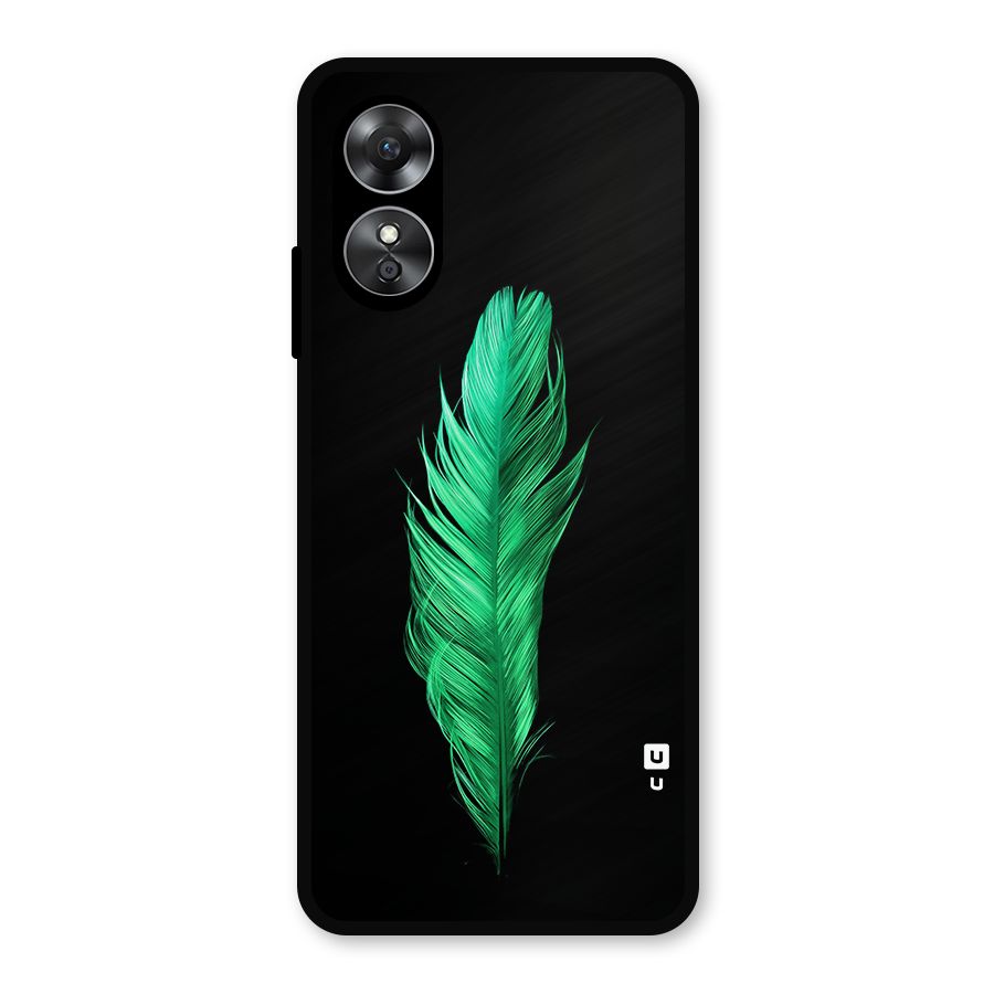 Beautiful Green Feather Metal Back Case for Oppo A17
