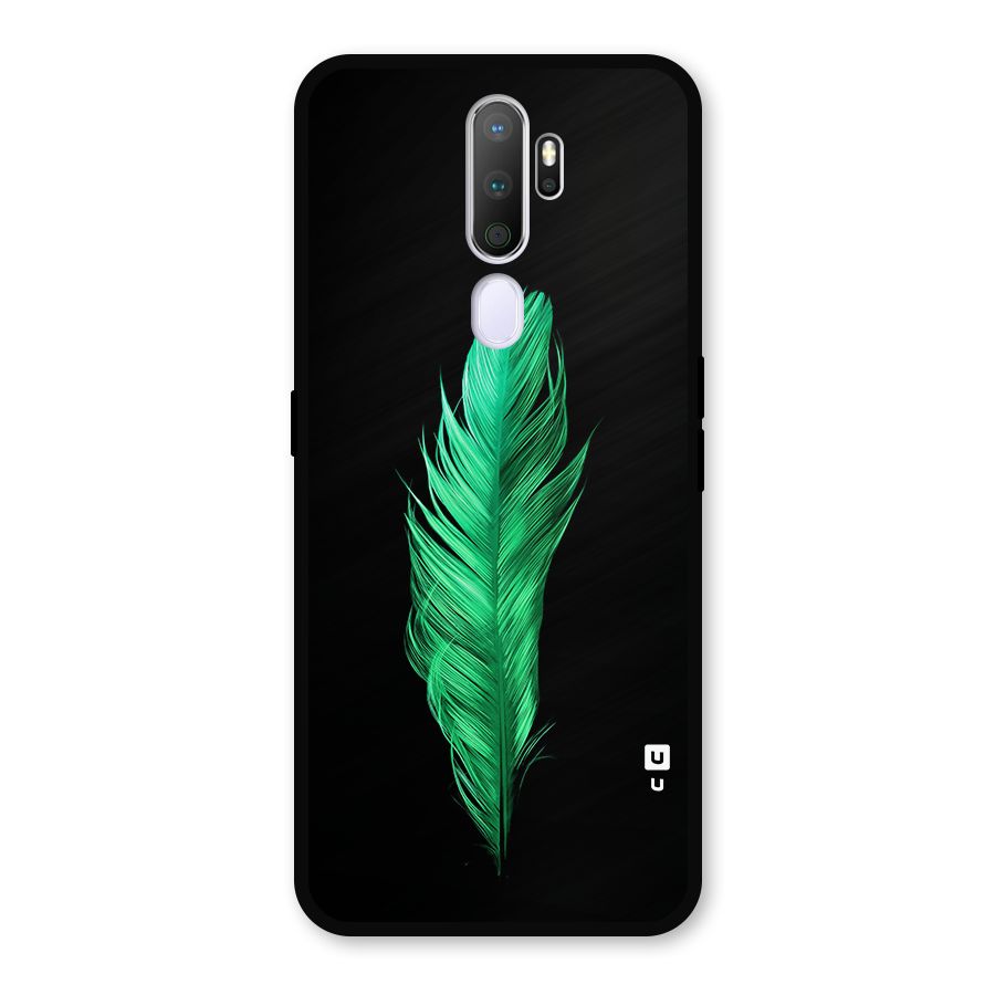 Beautiful Green Feather Metal Back Case for Oppo A5 (2020)
