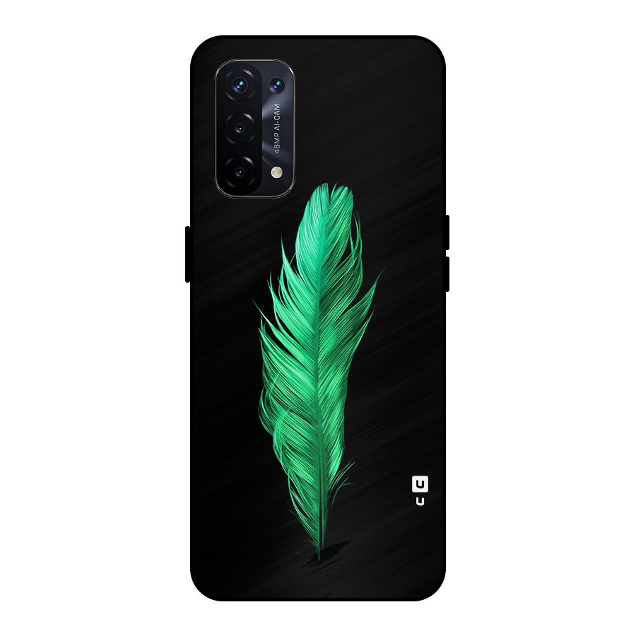 Beautiful Green Feather Metal Back Case for Oppo A74 5G