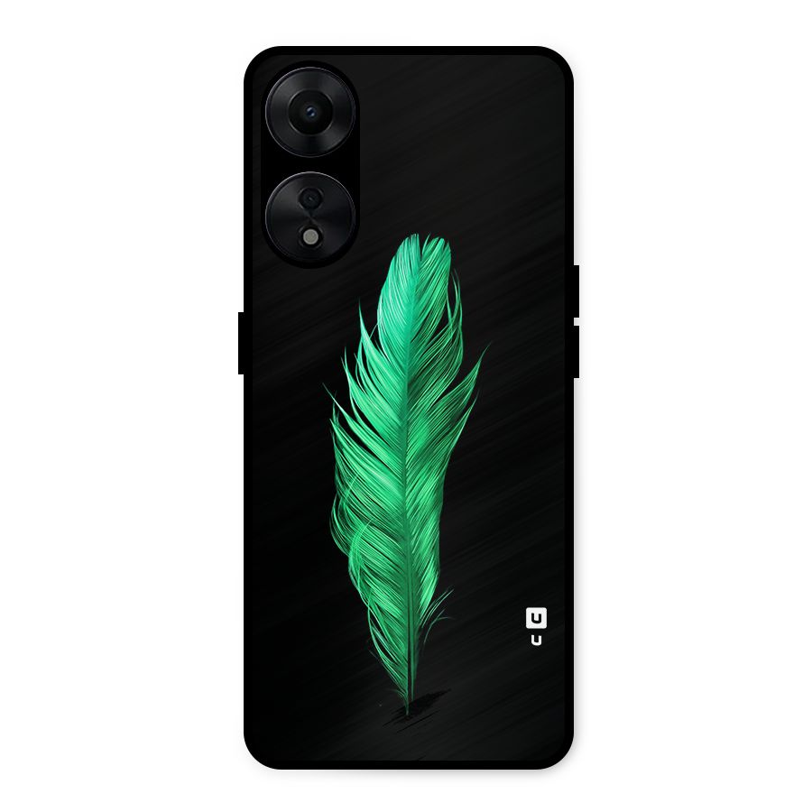 Beautiful Green Feather Metal Back Case for Oppo A78 5G