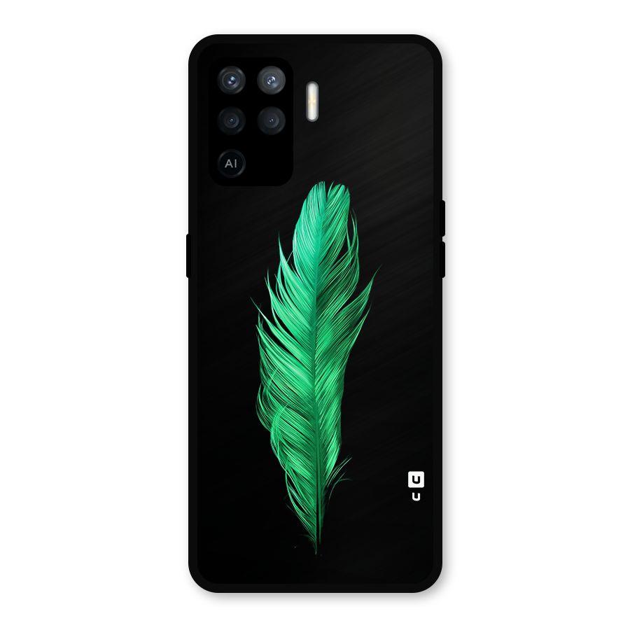 Beautiful Green Feather Metal Back Case for Oppo F19 Pro