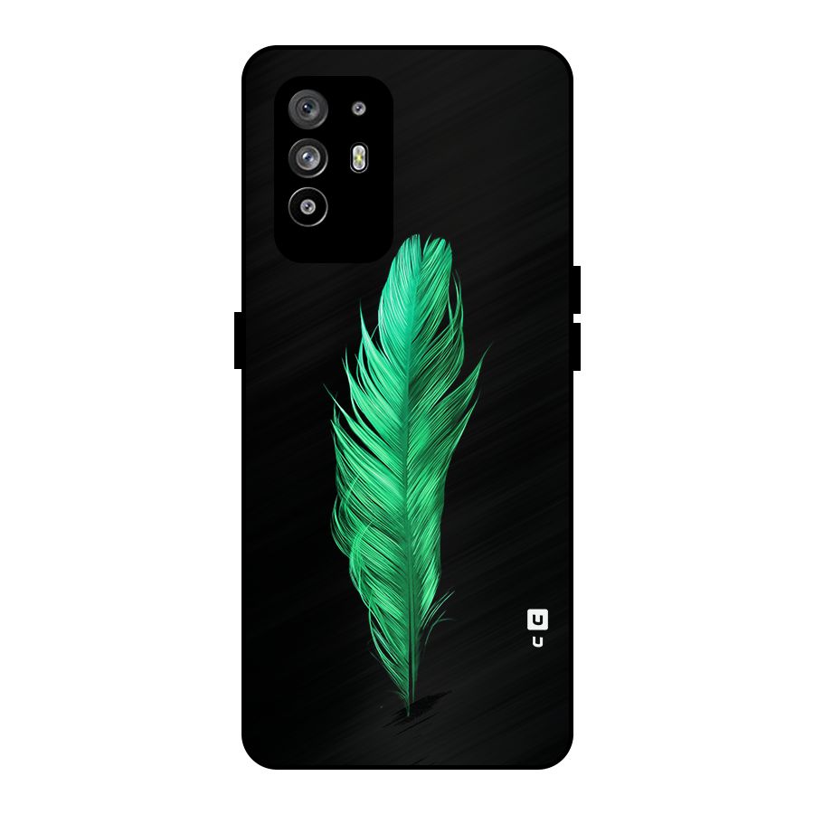 Beautiful Green Feather Metal Back Case for Oppo F19 Pro Plus 5G