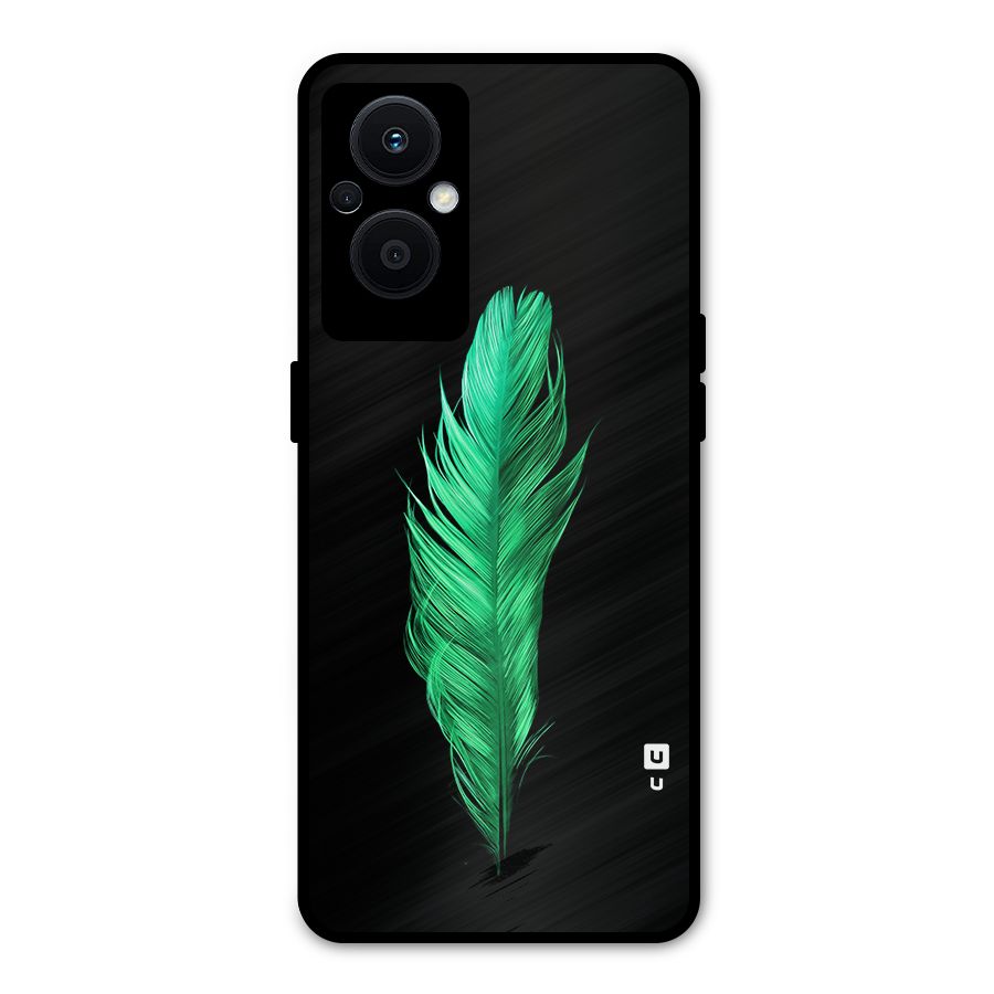 Beautiful Green Feather Metal Back Case for Oppo F21 Pro 5G