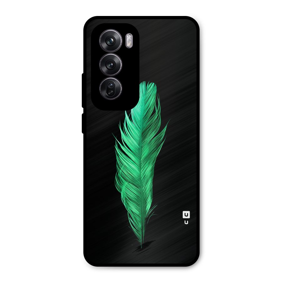 Beautiful Green Feather Metal Back Case for Oppo Reno12 Pro